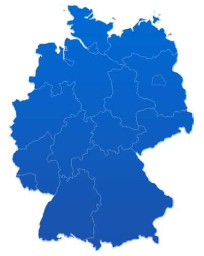 Deutschlandkarte mit einer farbigen Hervorhebung für das Bundesland alle Bundesländer